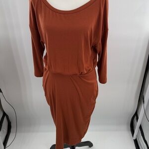 NWT Moyabo Dress L crew neck long sleeves drop shoulder elastic waist